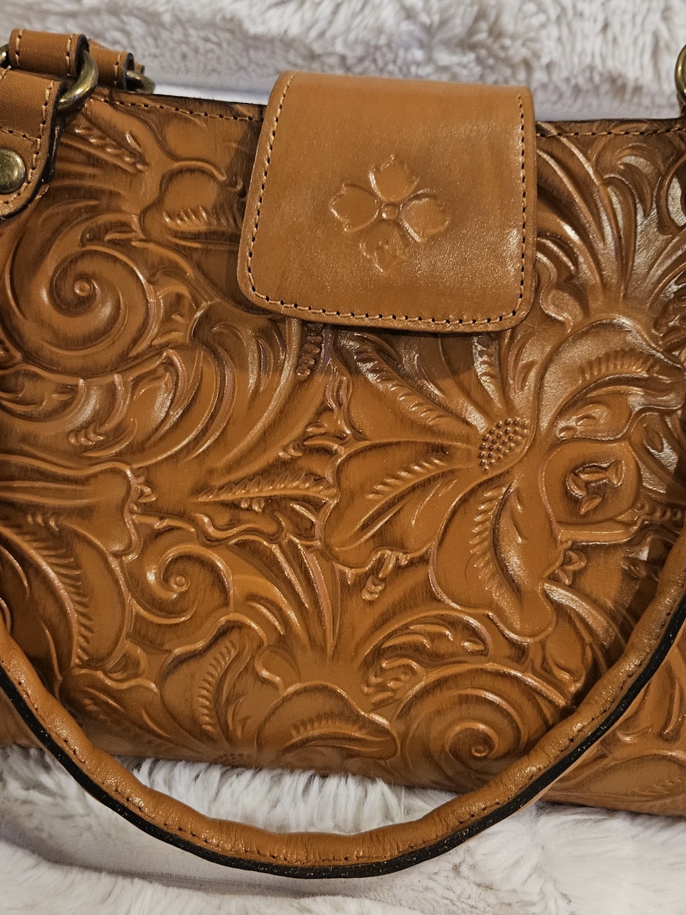 Patricia Nash Tooled Floral Leather Shoulder Bag - Brown - Picture 4 of 13